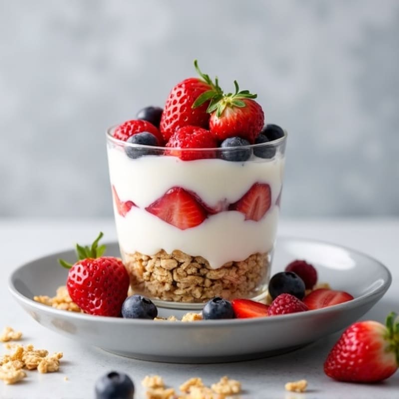 Greek Yogurt Protein Parfait with Mixed Berries