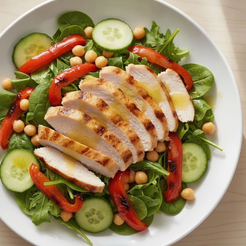 Grilled Turkey Breast Salad with Chickpeas and Roasted Peppers