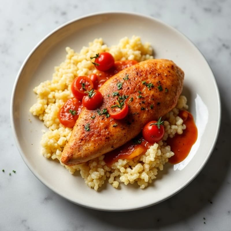 Warmly Spiced Creamy Tomato Chicken with Cauliflower Rice