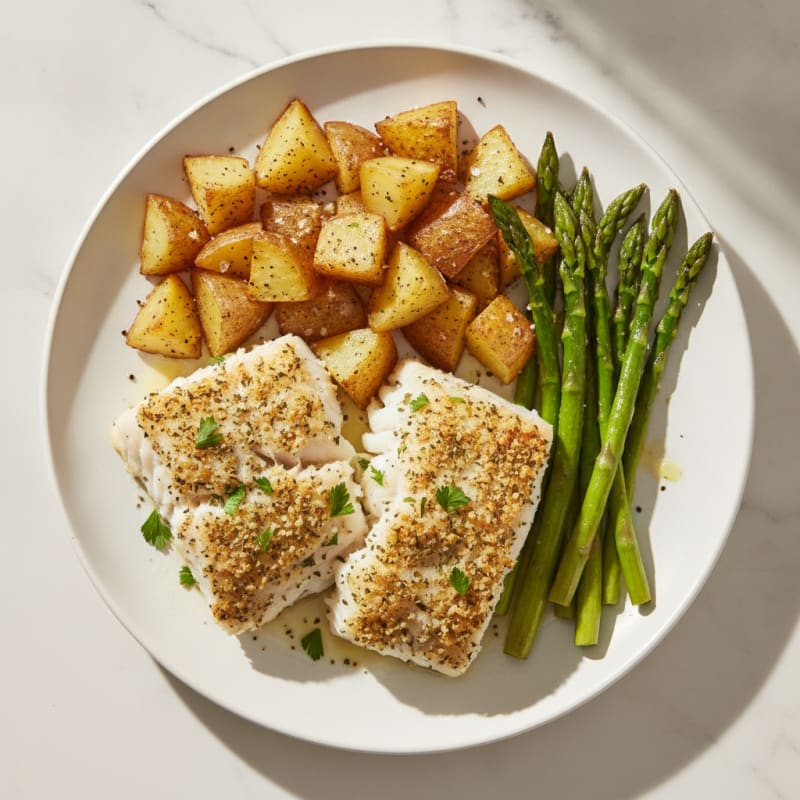 Herb-Baked Cod with Roasted Potatoes