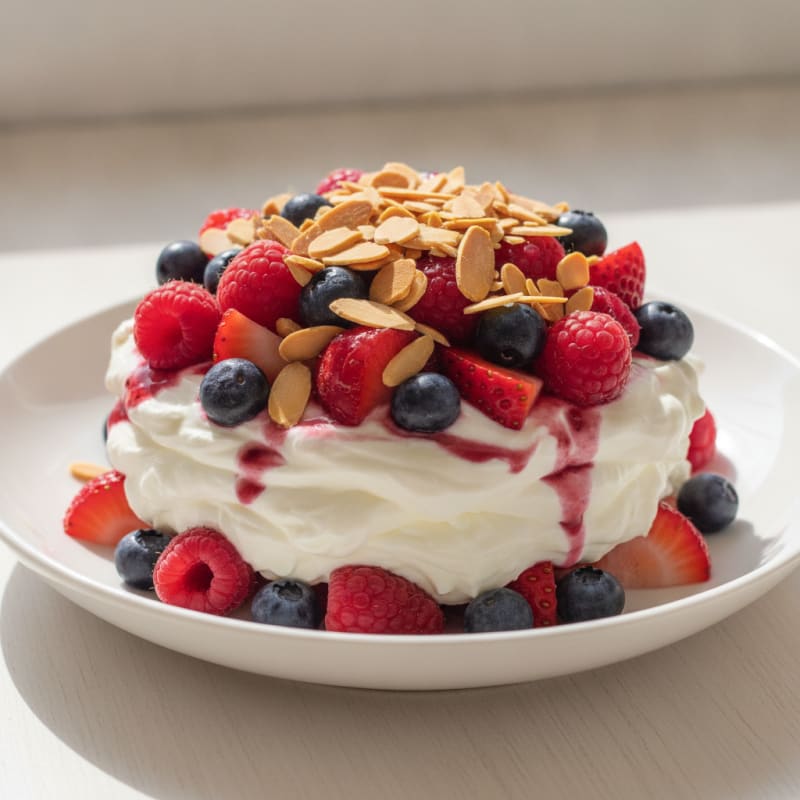 Greek Yogurt Protein Parfait with Mixed Berries and Almonds