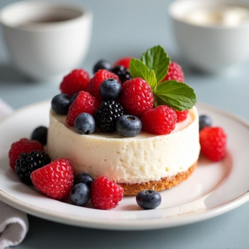 Greek Yogurt Protein Cheesecake with Mixed Berries
