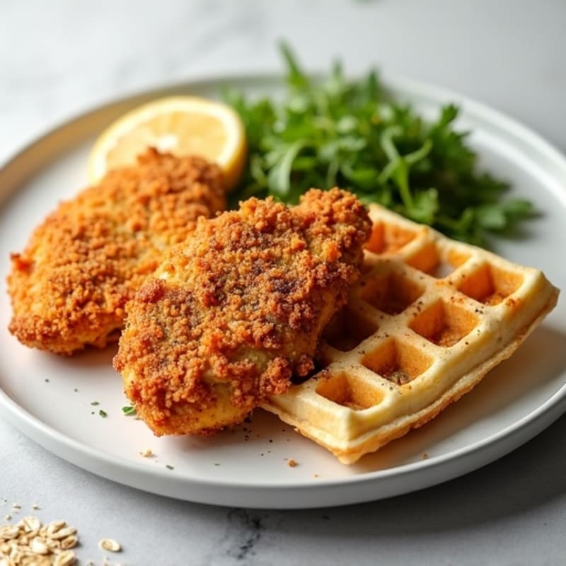 Crispy Golden Baked Chicken with Fluffy Protein Waffles