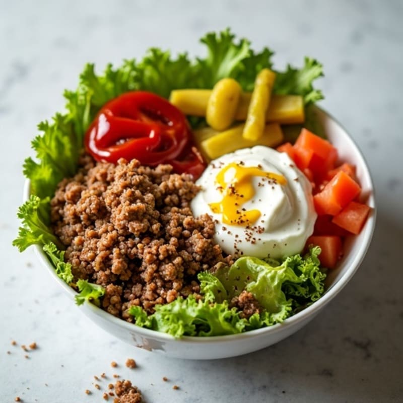 Lean Ground Beef Big Mac Style Bowl with Creamy Special Sauce