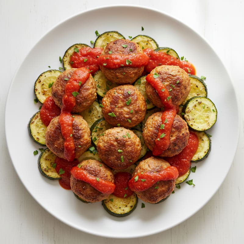 Turkey Meatballs with Roasted Zucchini