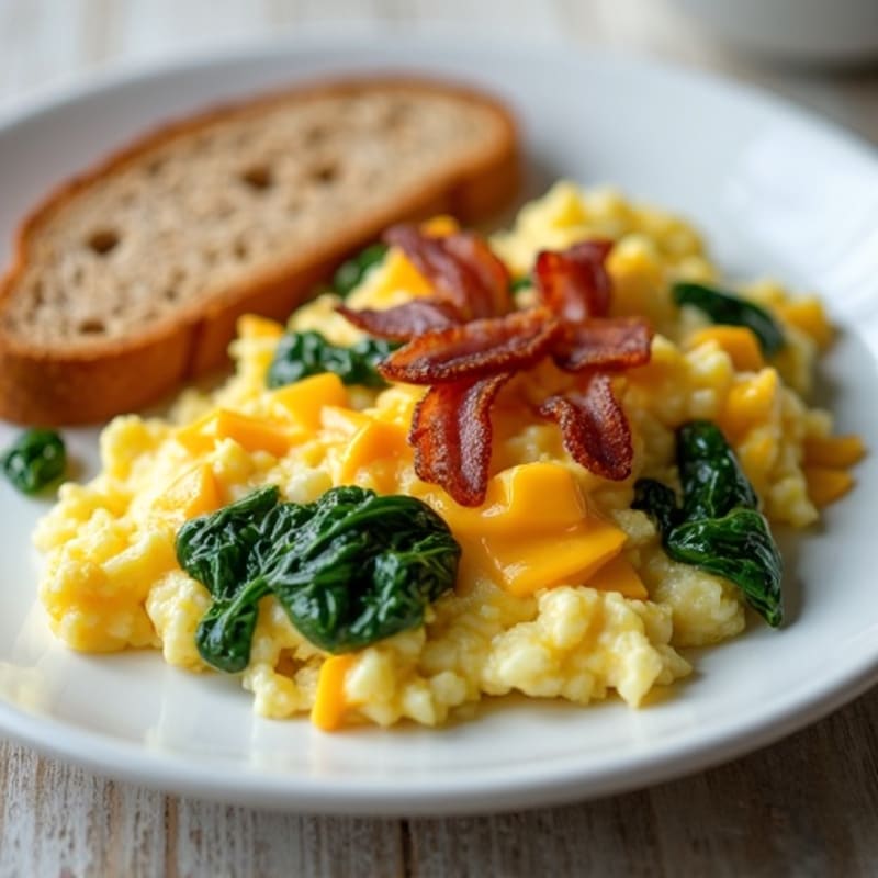 Egg White Scramble with Spinach and Turkey Bacon