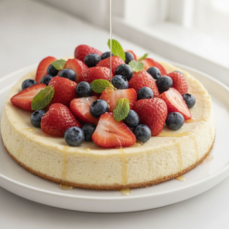 Greek Yogurt Protein Cheesecake with Fresh Fruit