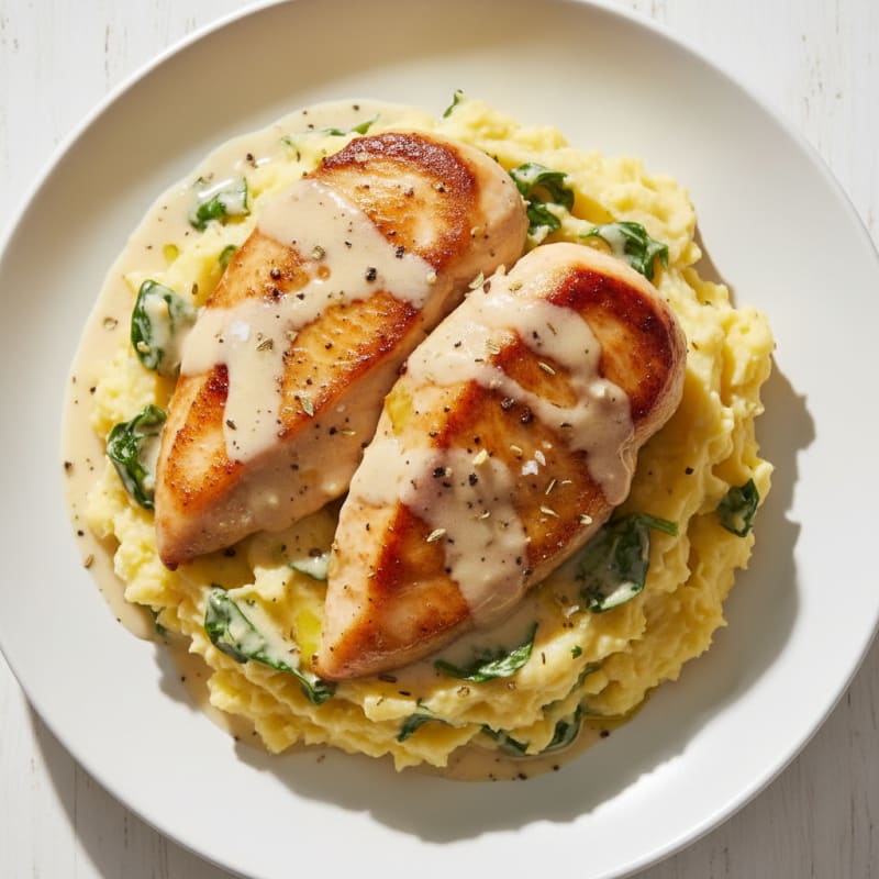 Creamy Garlic Chicken with Golden Mashed Potatoes