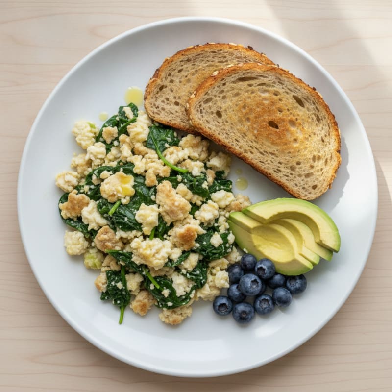 Egg White and Turkey Sausage Scramble with Spinach