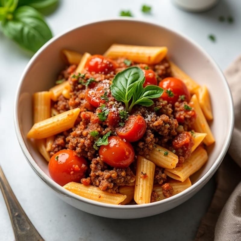 Hearty Lean Ground Beef and Tomato Pasta with Fresh Herbs
