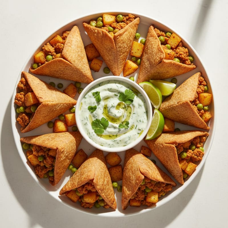Crispy Spiced Potato Samosas with Zesty Chutney