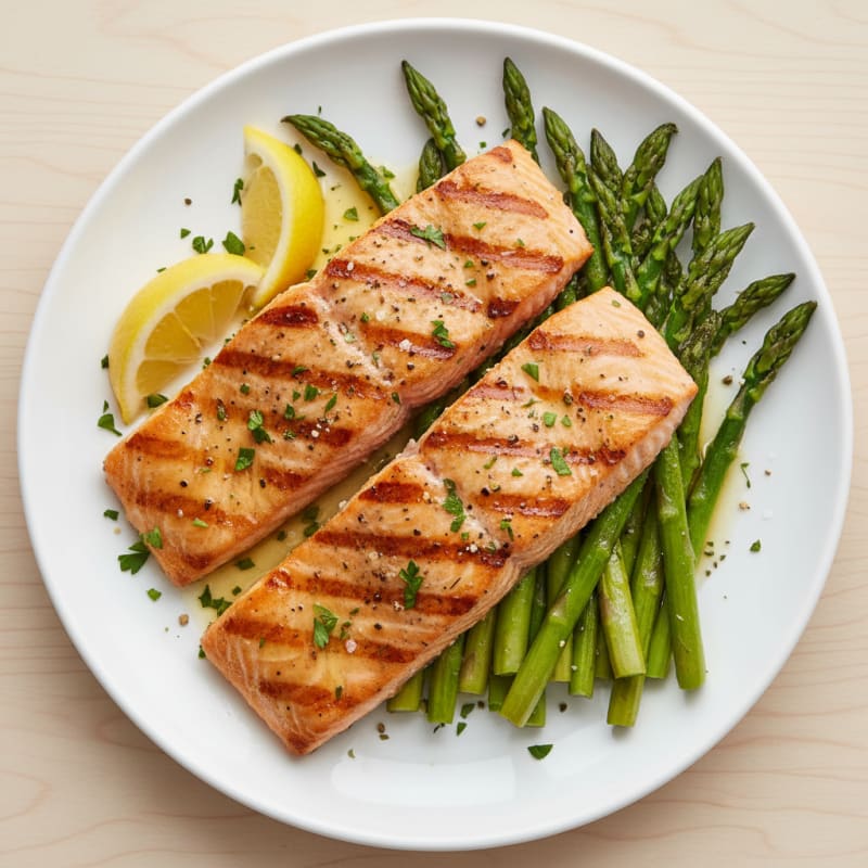 Lemon Herb Grilled Salmon with Asparagus