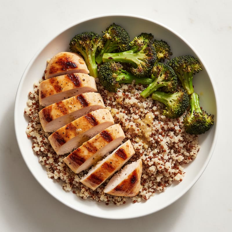 Grilled Chicken and Quinoa Bowl with Roasted Broccoli