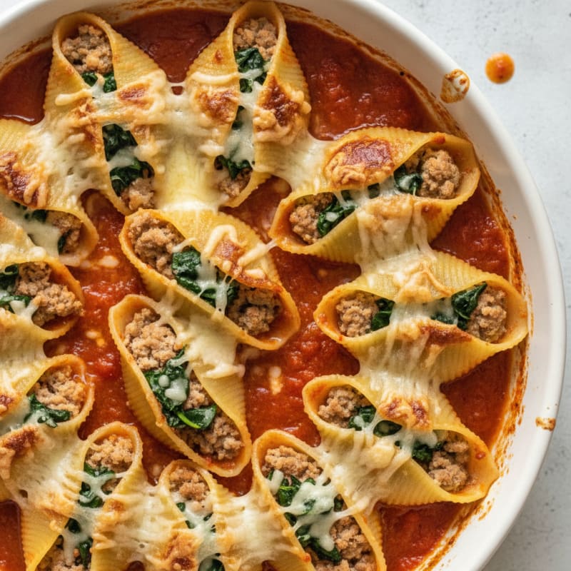 Baked Spinach Ricotta Stuffed Shells
