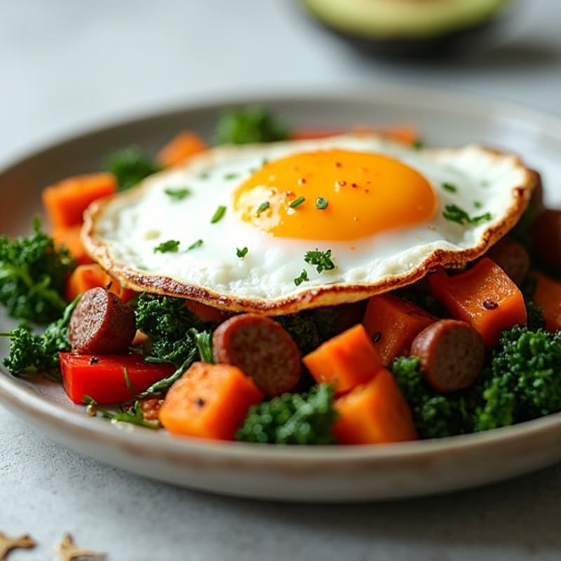 Sweet Potato and Kale Hash with Crispy Fried Egg