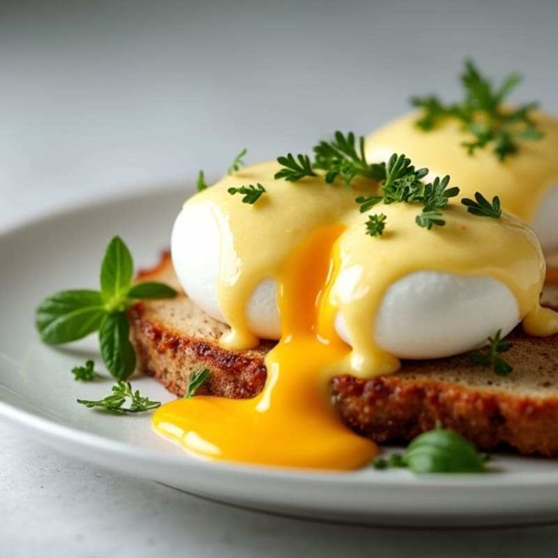 Poached Eggs with Herb-Roasted Turkey and Hollandaise
