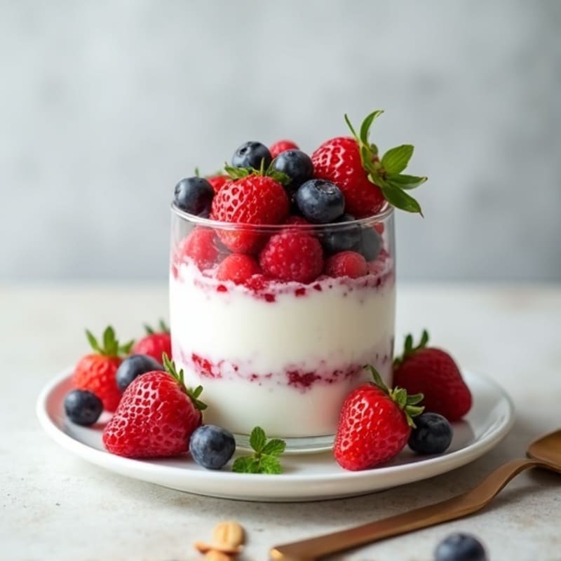 Greek Yogurt Protein Parfait with Mixed Berries and Almonds