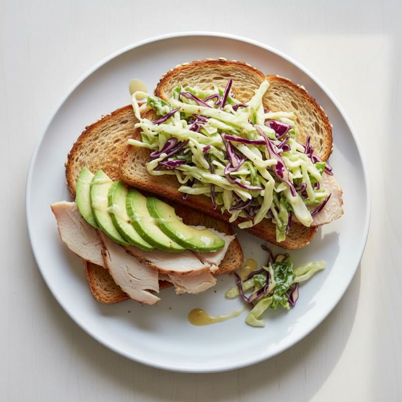 Grilled Turkey and Avocado Sandwich with Crunchy Slaw