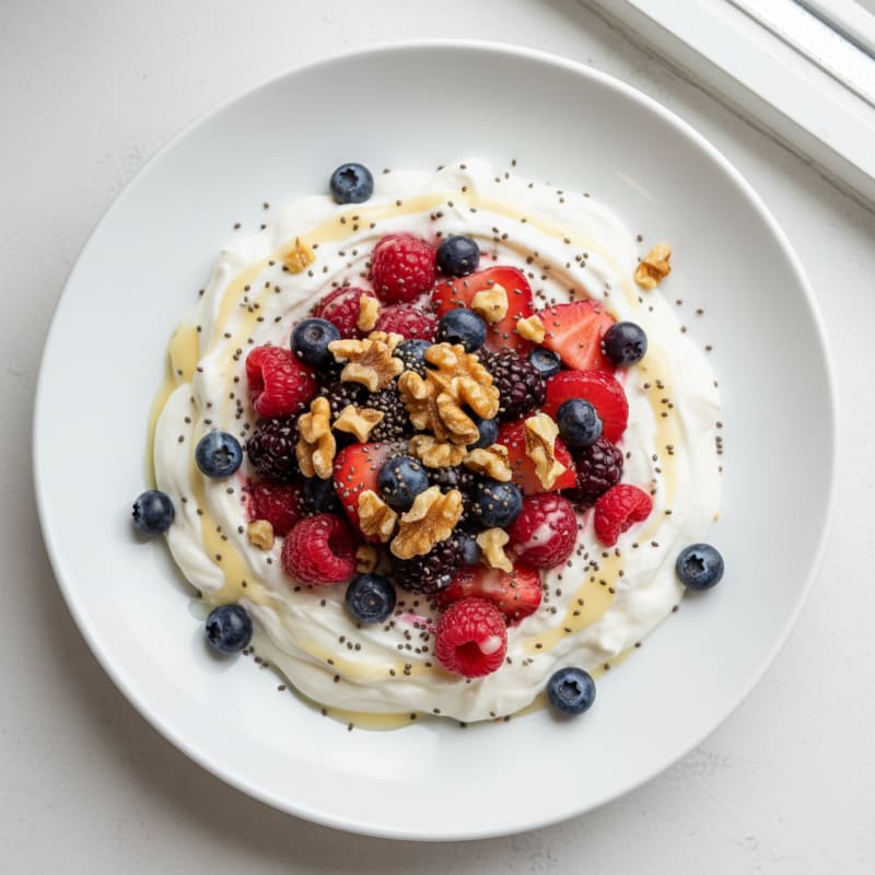 Silky Greek Yogurt Protein Pudding with Mixed Berries