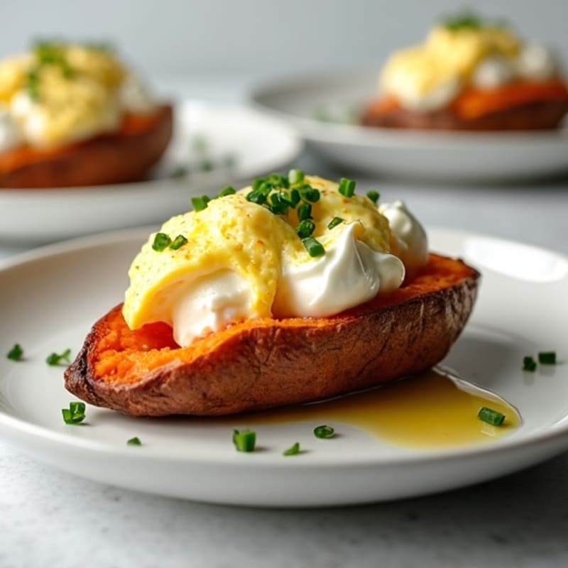 Crispy-Skin Sweet Potato with Greek Yogurt and Chives