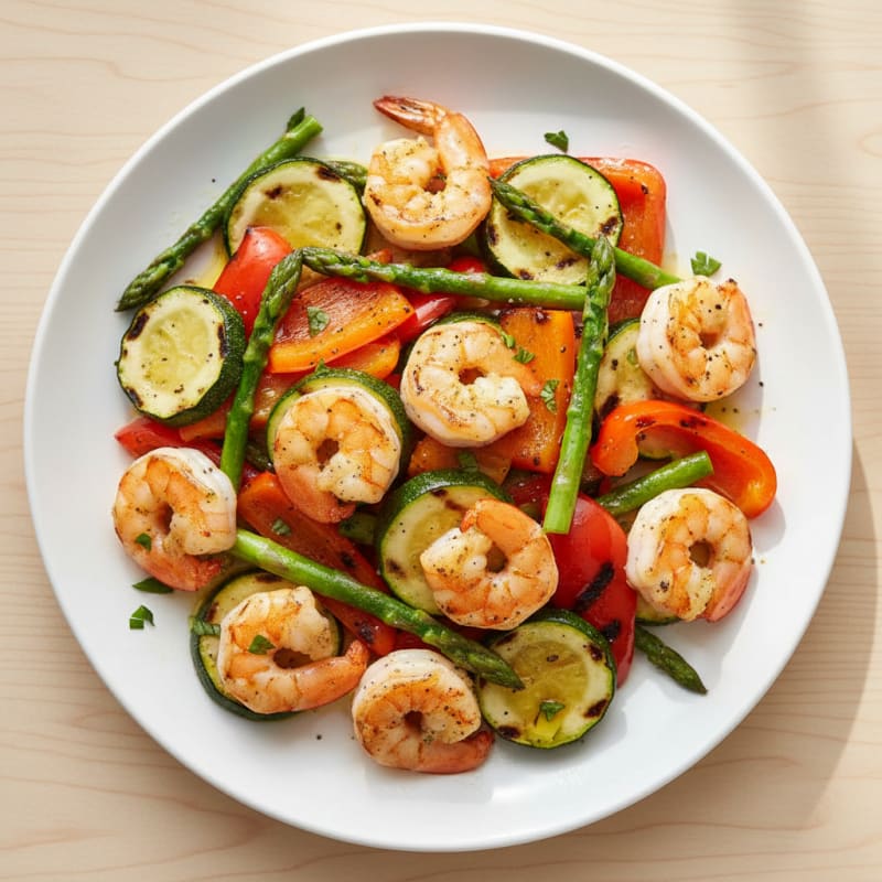 Grilled Vegetable Shrimp Salad with Lemon Vinaigrette