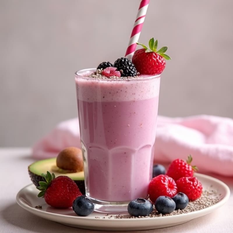 Protein Berry Smoothie with Goat Milk and Chia Seeds