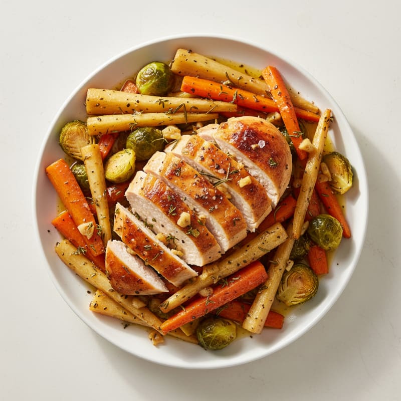 Garlic Herb Roasted Chicken with Root Vegetables