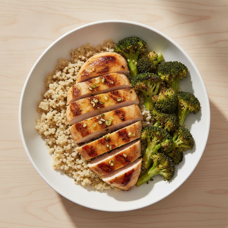 Grilled Chicken Quinoa Bowl with Roasted Broccoli