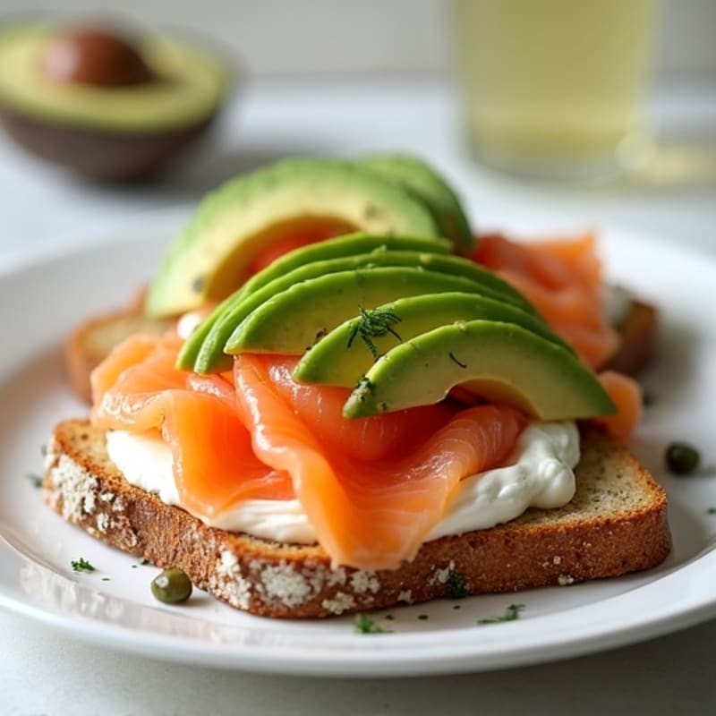 Smoked Salmon with Creamy Dill Spread on Crispy Whole-Grain Toast