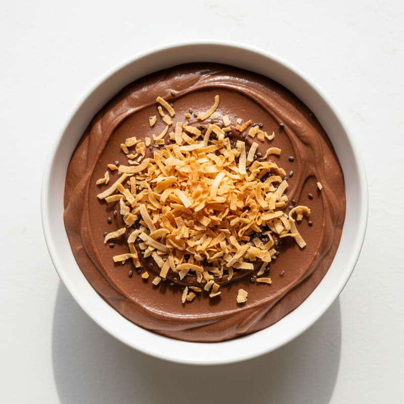 Silky Chocolate Protein Pudding with Toasted Coconut