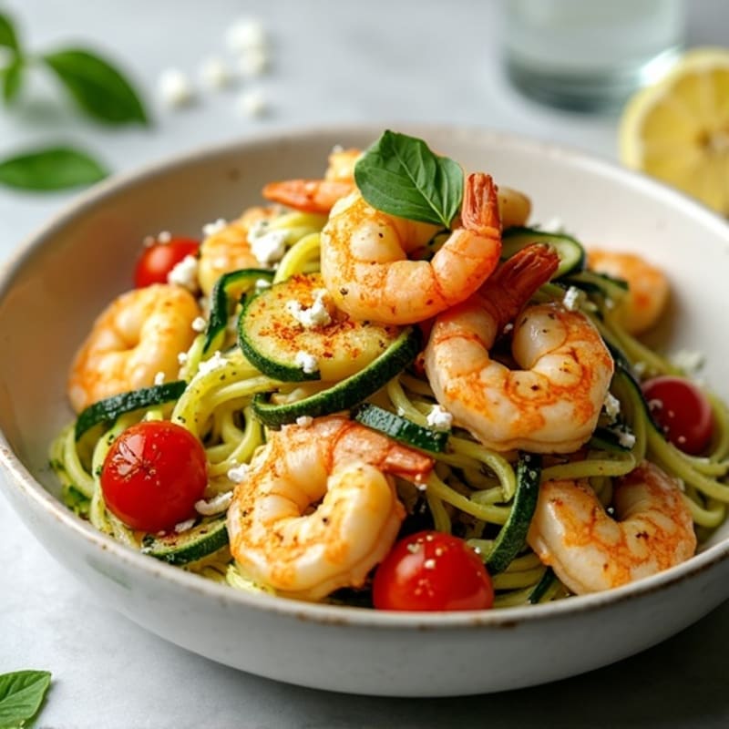 Herb-Roasted Zucchini Noodles with Garlic Shrimp