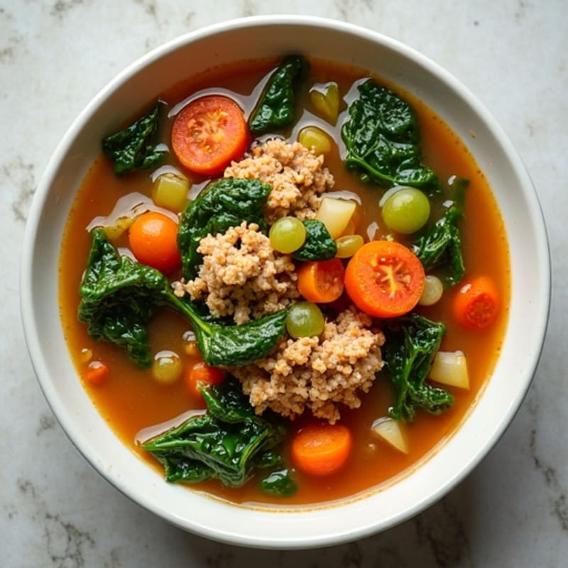 Hearty Ground Turkey and Spinach Soup