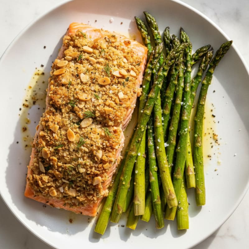 Herb-Crusted Salmon with Roasted Asparagus