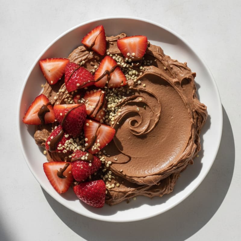 Silky Chocolate Protein Pudding with Fresh Strawberries
