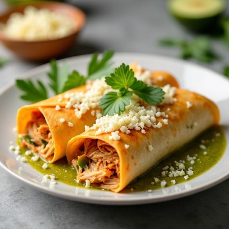 Salsa Verde Shredded Chicken Enchiladas