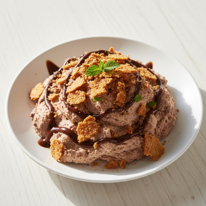 Cottage Cheese Protein Mousse with Crushed Rice Cakes