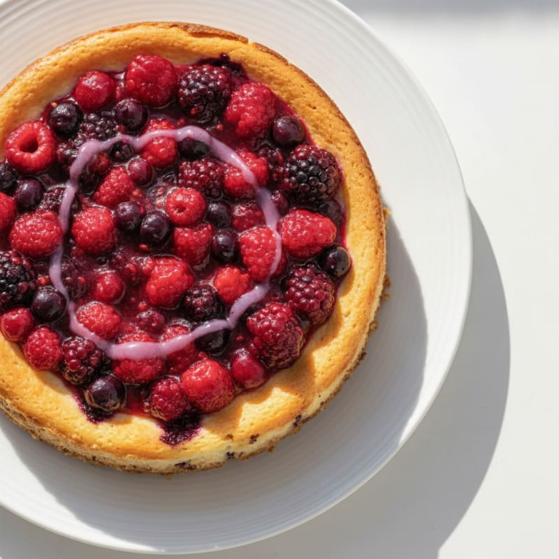 Greek Yogurt Protein Cheesecake with Mixed Berries