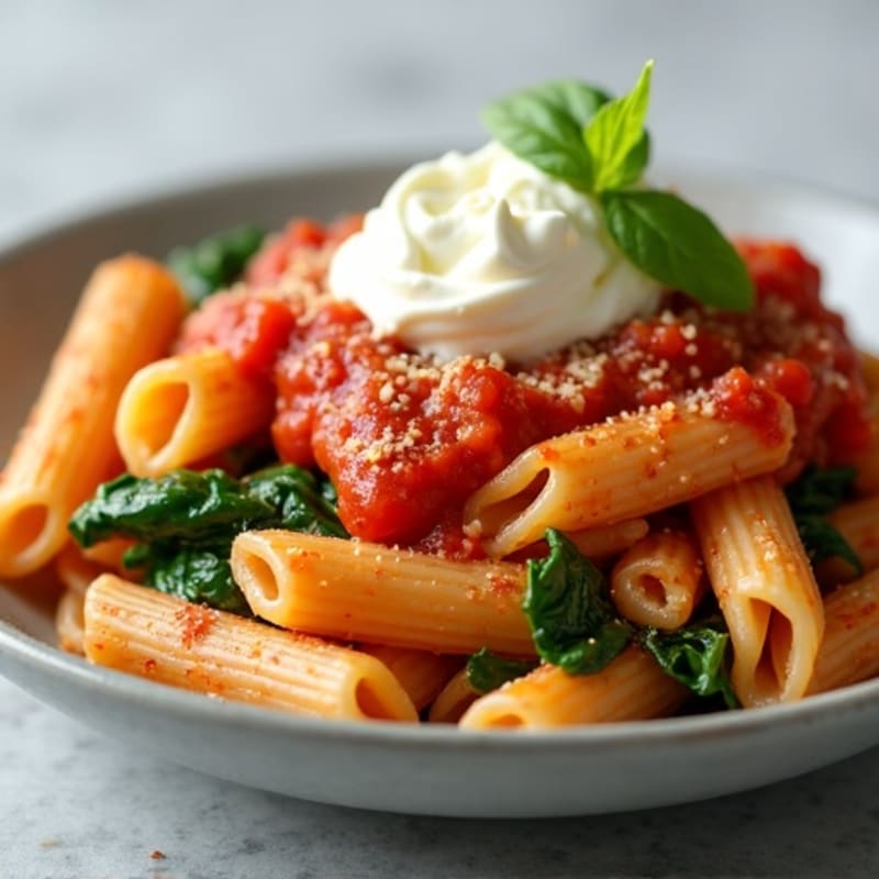 Lean Ground Turkey Baked Ziti with Spinach and Ricotta