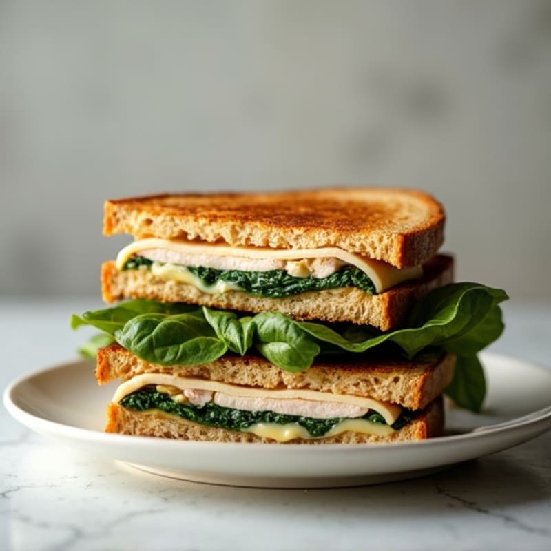 Crispy Whole Grain Stacked Turkey and Spinach Melt