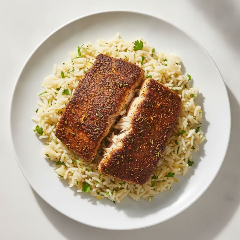 Blackened Catfish with Lemon-Herb Rice