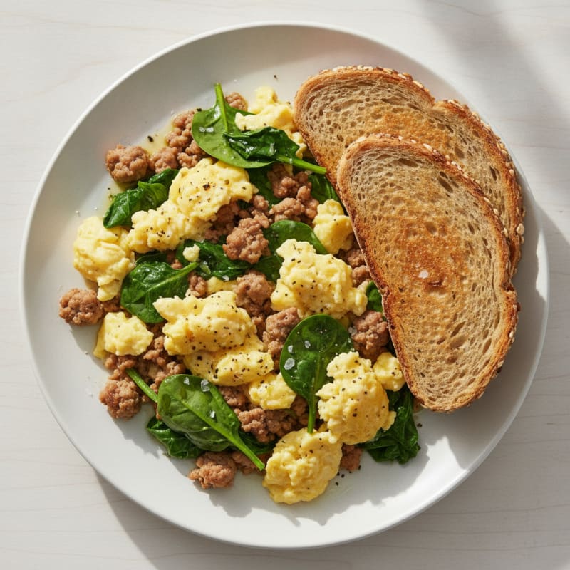Hearty Scrambled Eggs with Spinach