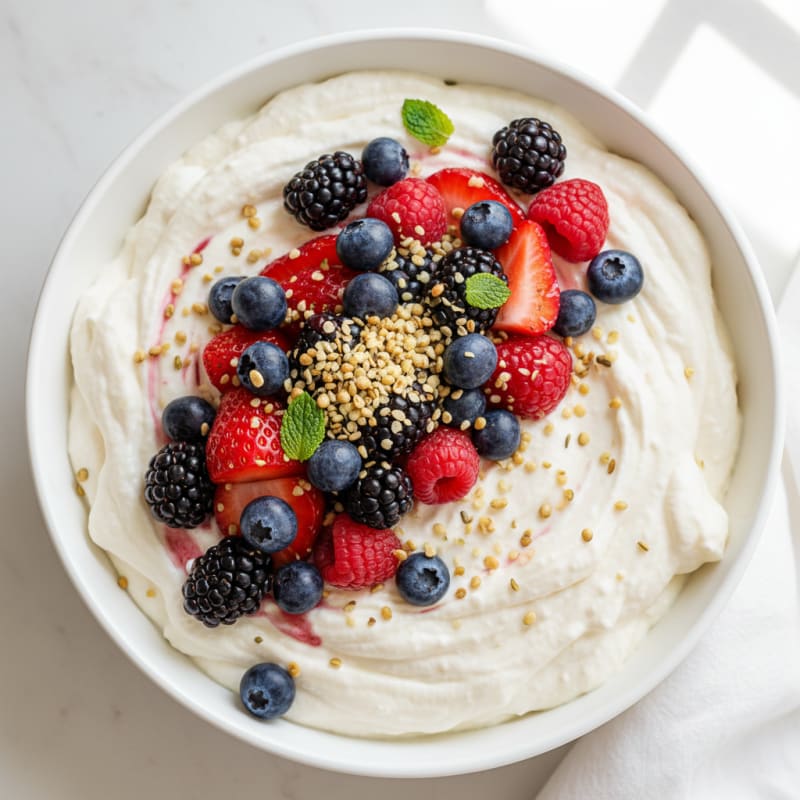 Greek Yogurt Protein Mousse with Mixed Berries