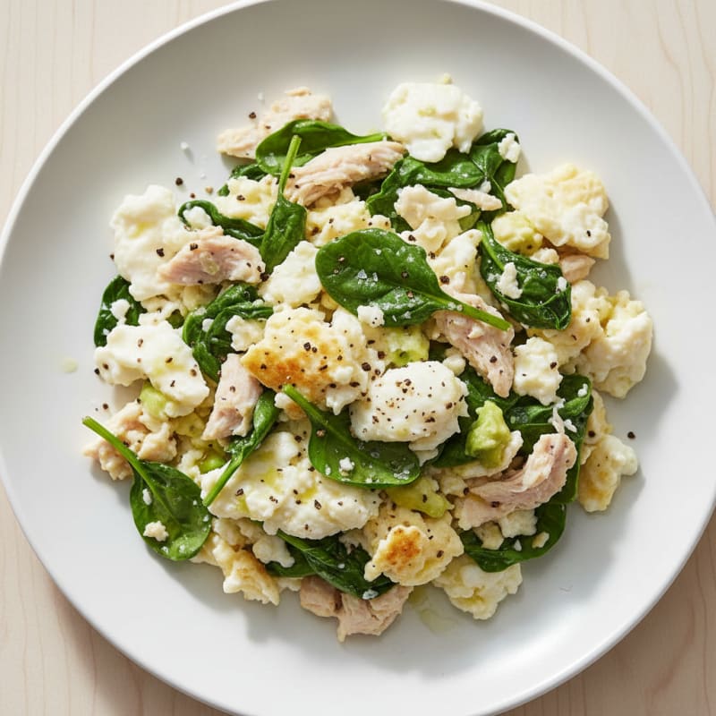 Egg White Scramble with Spinach and Turkey Breast