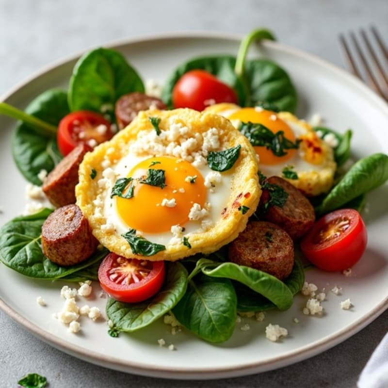 Egg White and Turkey Sausage Scramble with Spinach and Feta