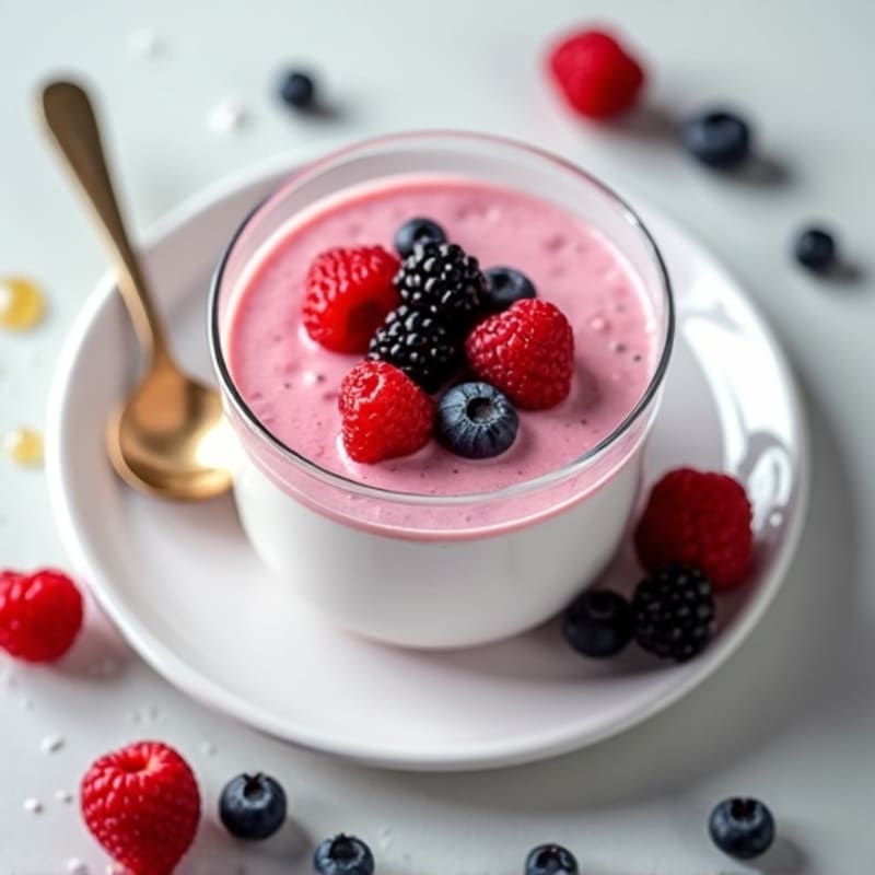 Silky Greek Yogurt Protein Pudding with Mixed Berries