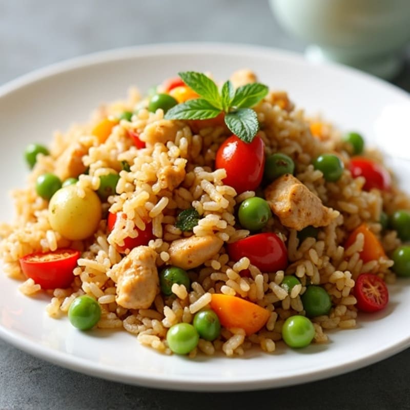Quick Chicken Fried Rice with Fresh Vegetables