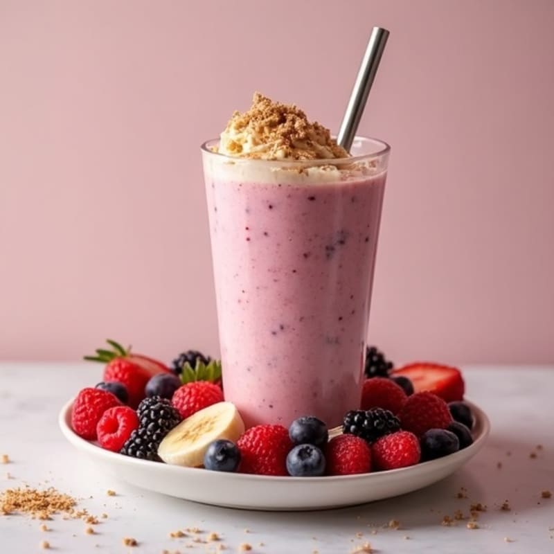 Silky Tofu Protein Smoothie with Almond Butter and Berries