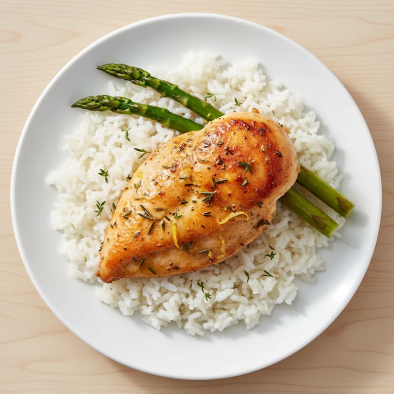 Crispy Lemon Herb Roasted Chicken with Rice