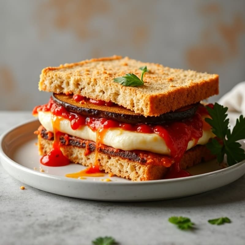 Crispy Baked Eggplant Parmesan Sandwich