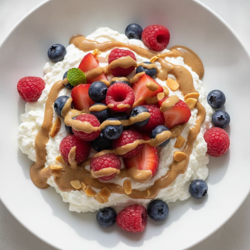 Greek Yogurt Protein Mousse with Mixed Berries